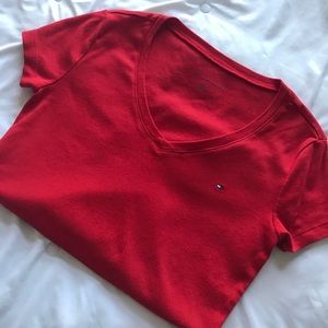 VINTAGE RED TOMMY HILFIGER VNECK TOP!